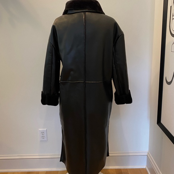 NA-KD Womens Black Faux Leather Coat with Zipper Closure w Faux Fur Lining / 36 - Picture 13 of 16